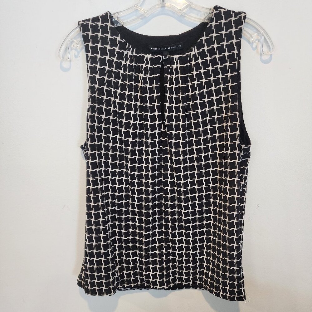 WHBM Black and White Sleeveless Top, Size MP, Like New